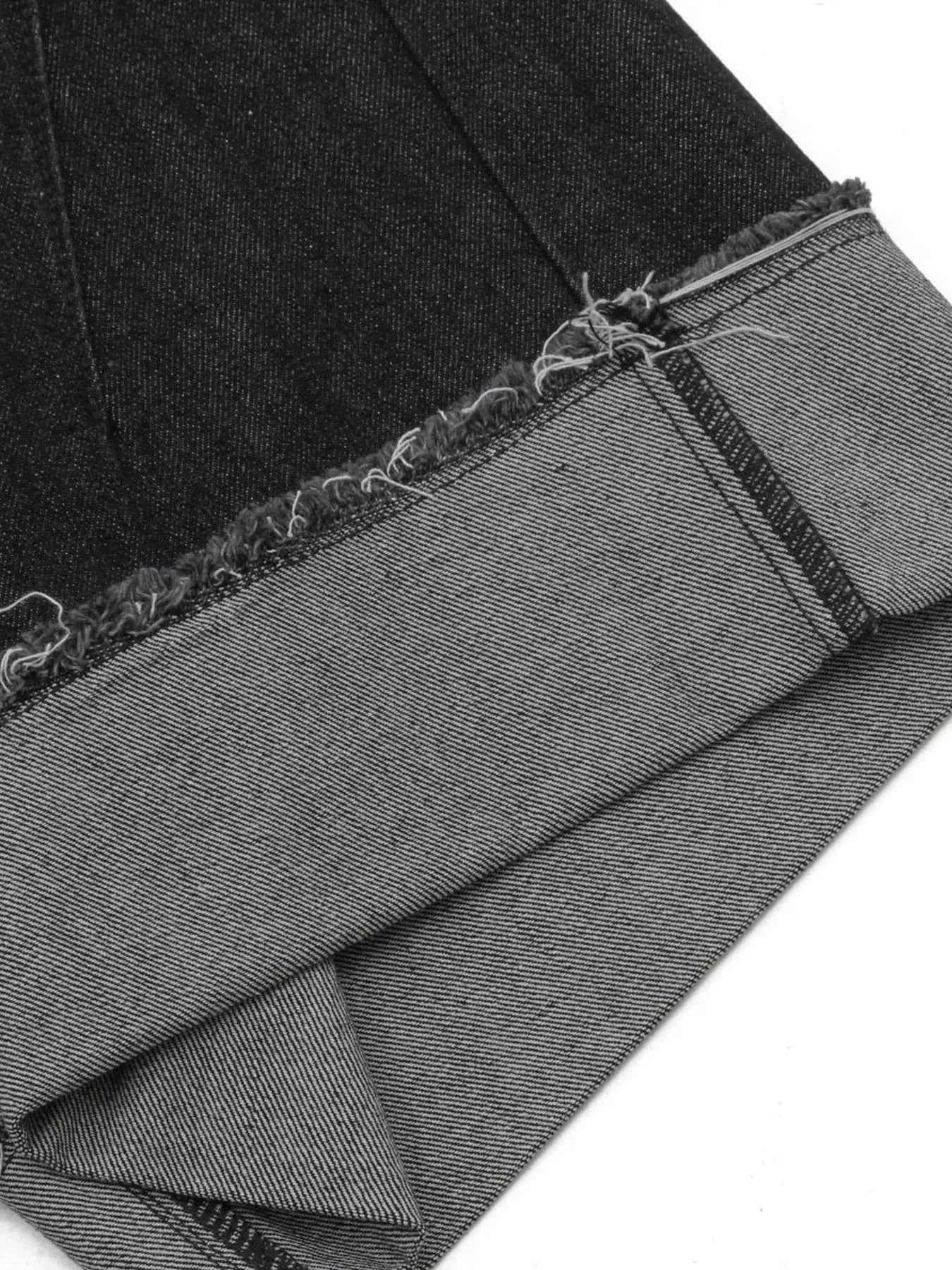 Men's Raw Hem Denim Bermuda Shorts with Contrast Cuffs