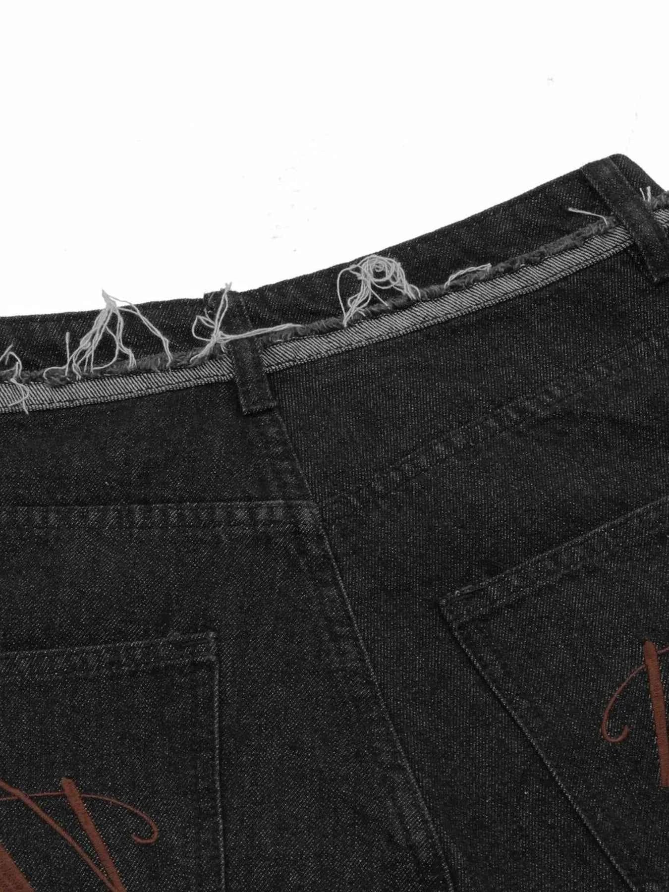 Men's Raw Hem Denim Bermuda Shorts with Contrast Cuffs