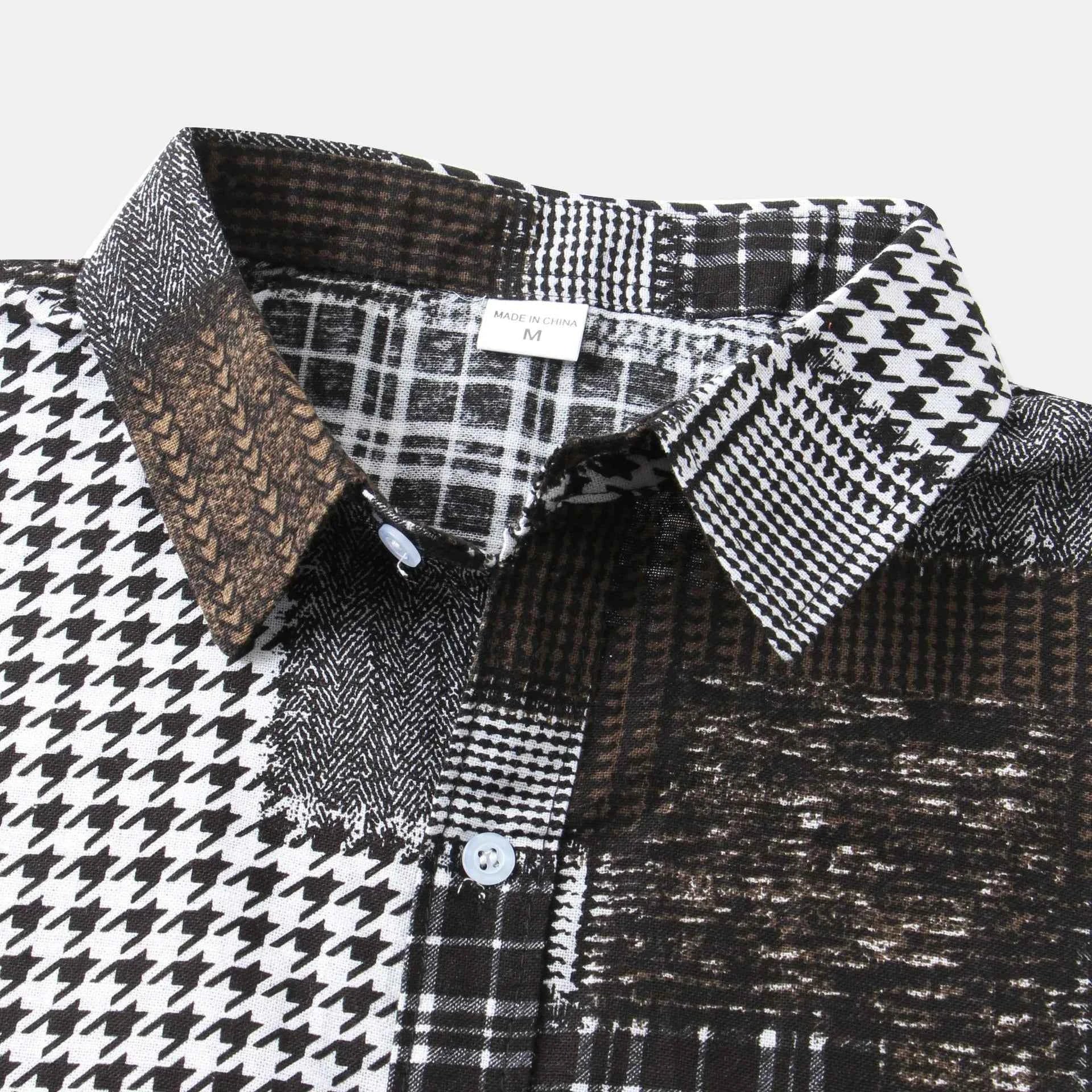 Men's Plus Size Plaid Short Sleeve Button-Up Shirt