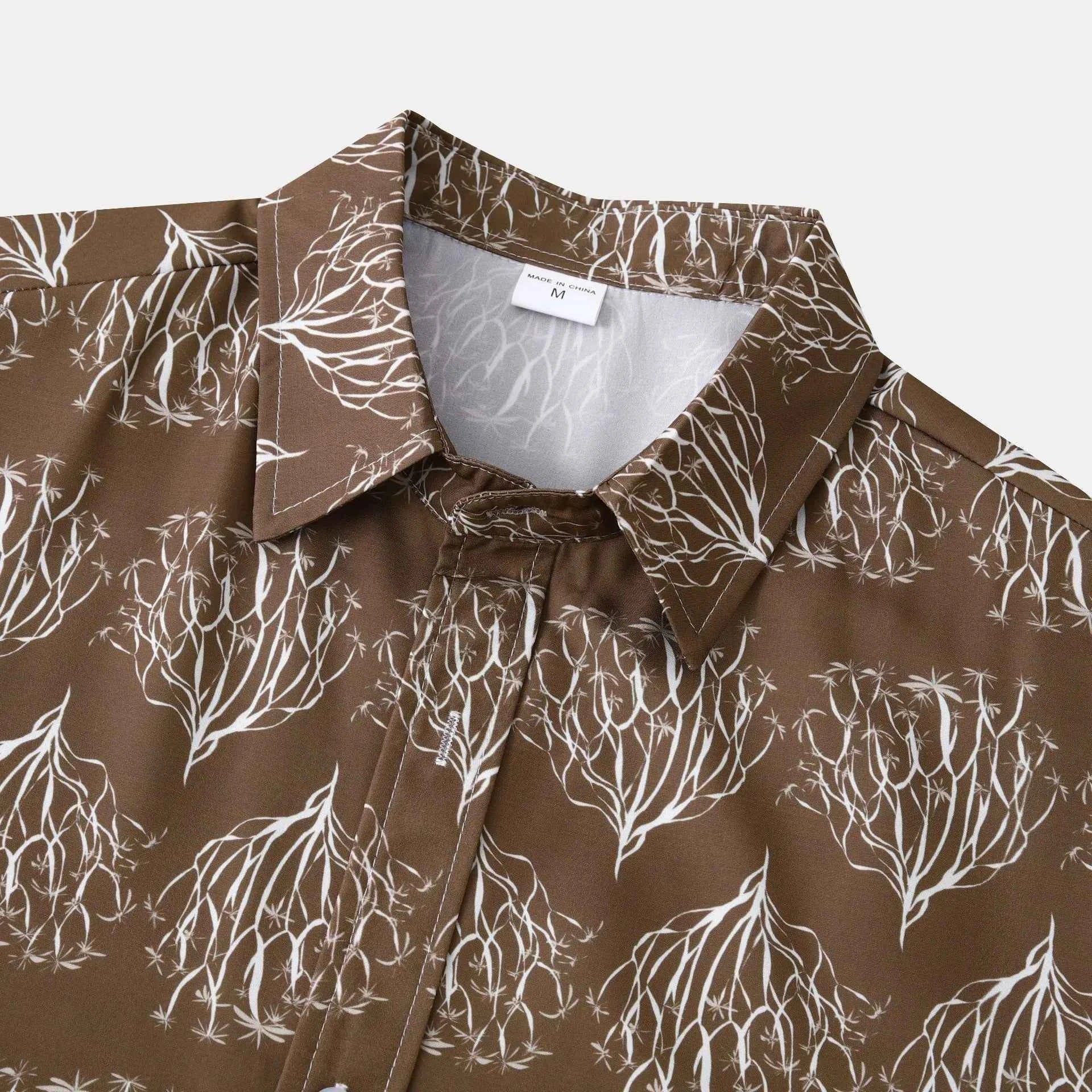 Men's Plus Size Printed Short Sleeve Button Down Shirt