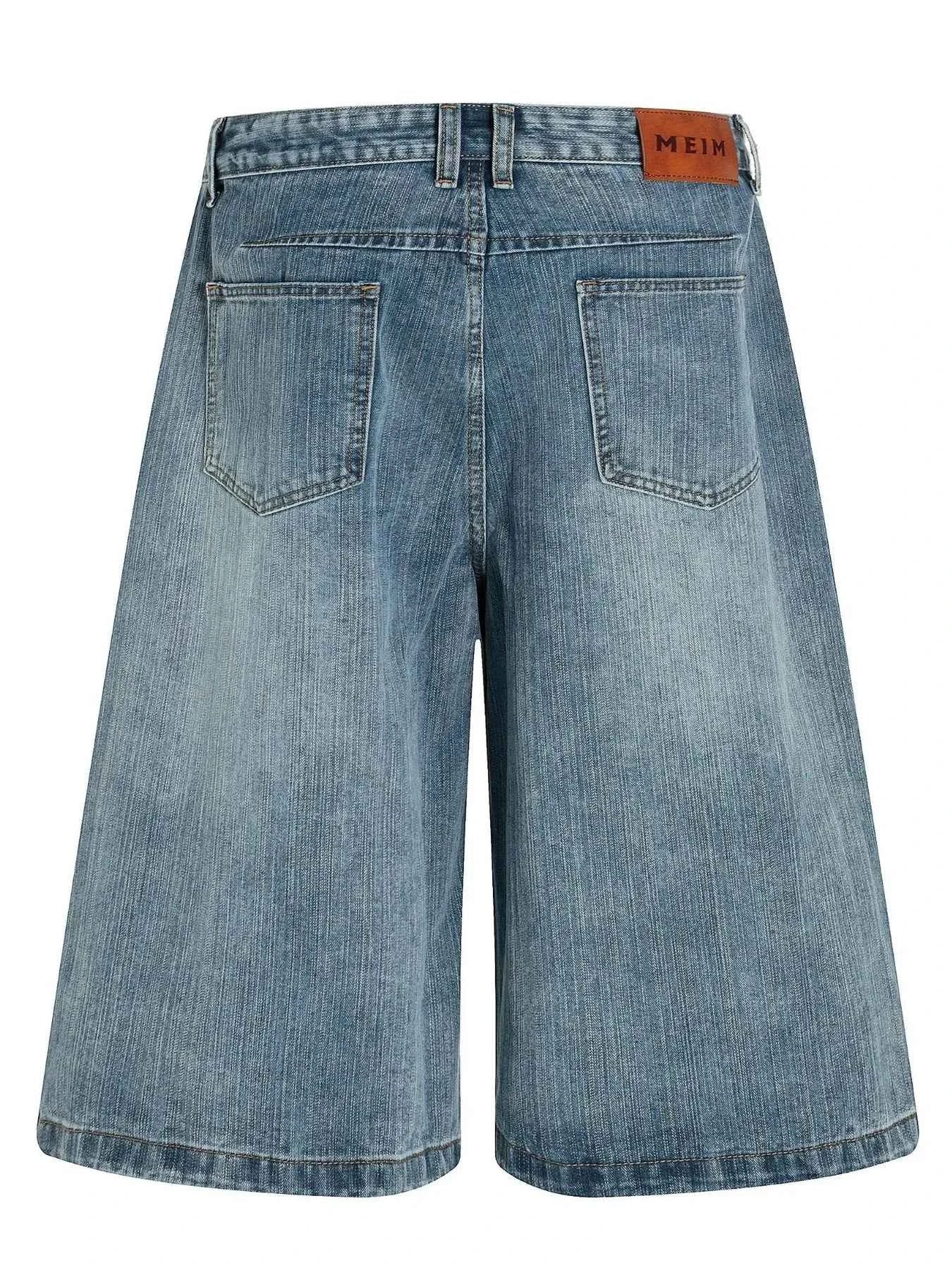 Men's Floral Trim Wide Leg Denim Shorts