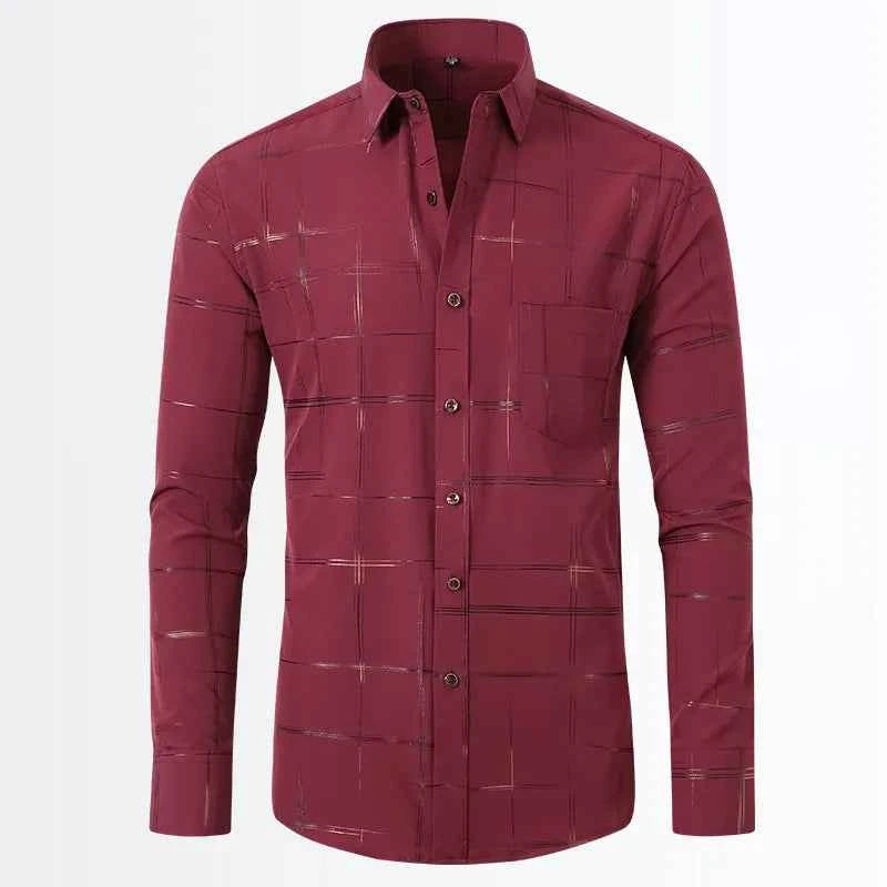 Men's Geometric Pattern Long Sleeve Button-Down Shirt