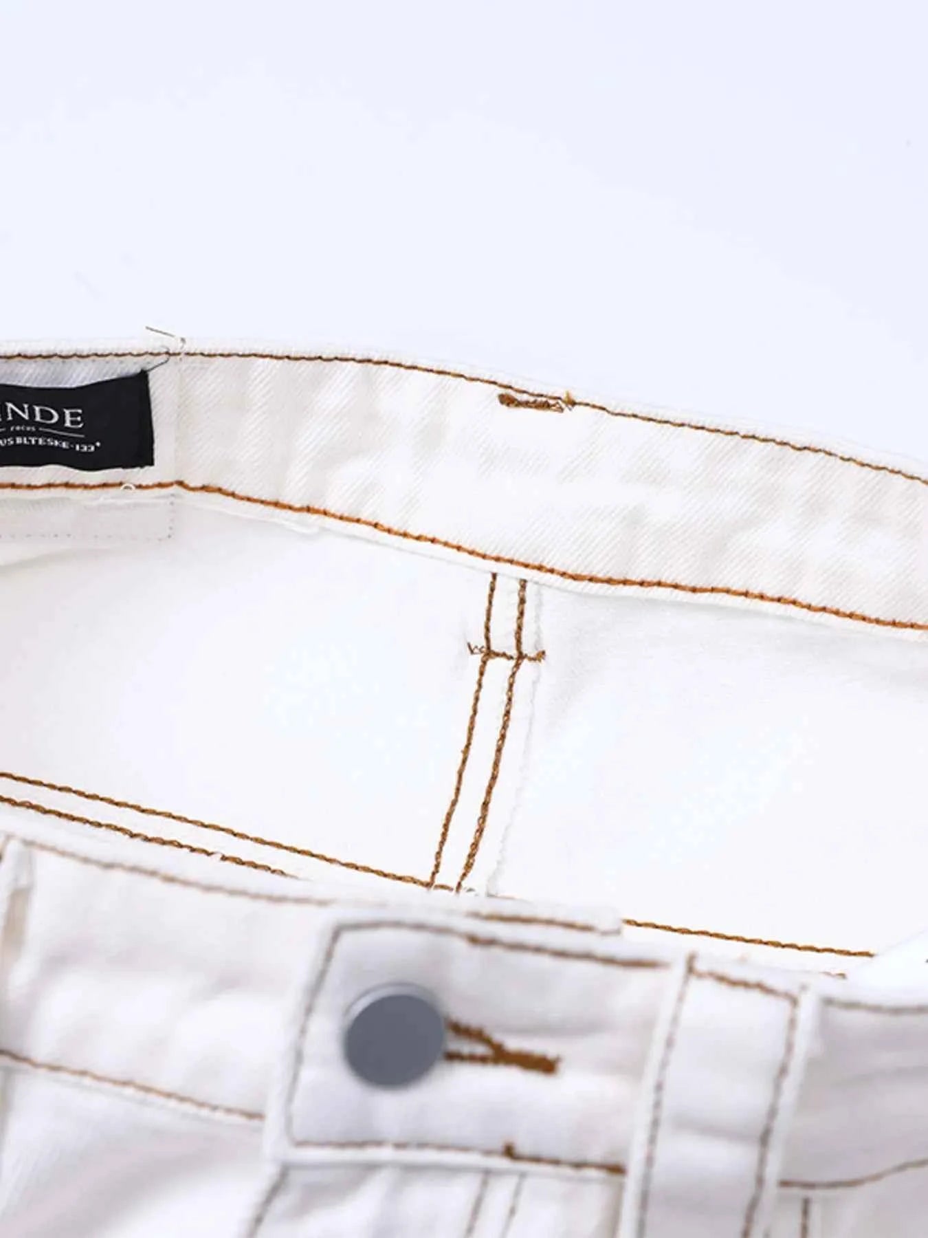 Men's Cargo Curved Jeans with Contrast Stitching