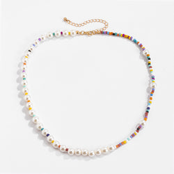Pearl & Multi-Colored Rice Beads Necklace - Damned Threads