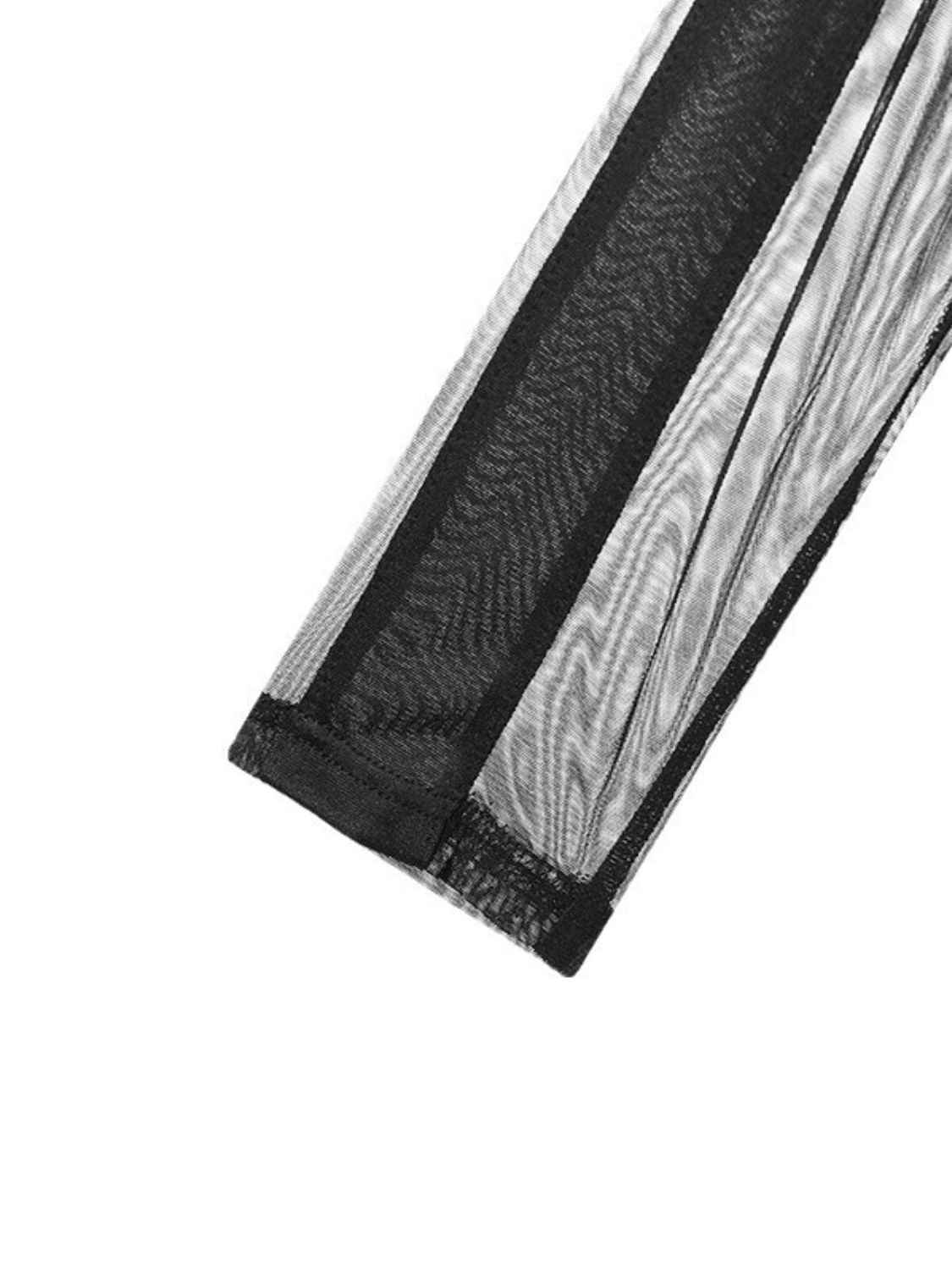 Men's Mesh Ribbon Long Sleeve Bodysuit - Damned Threads