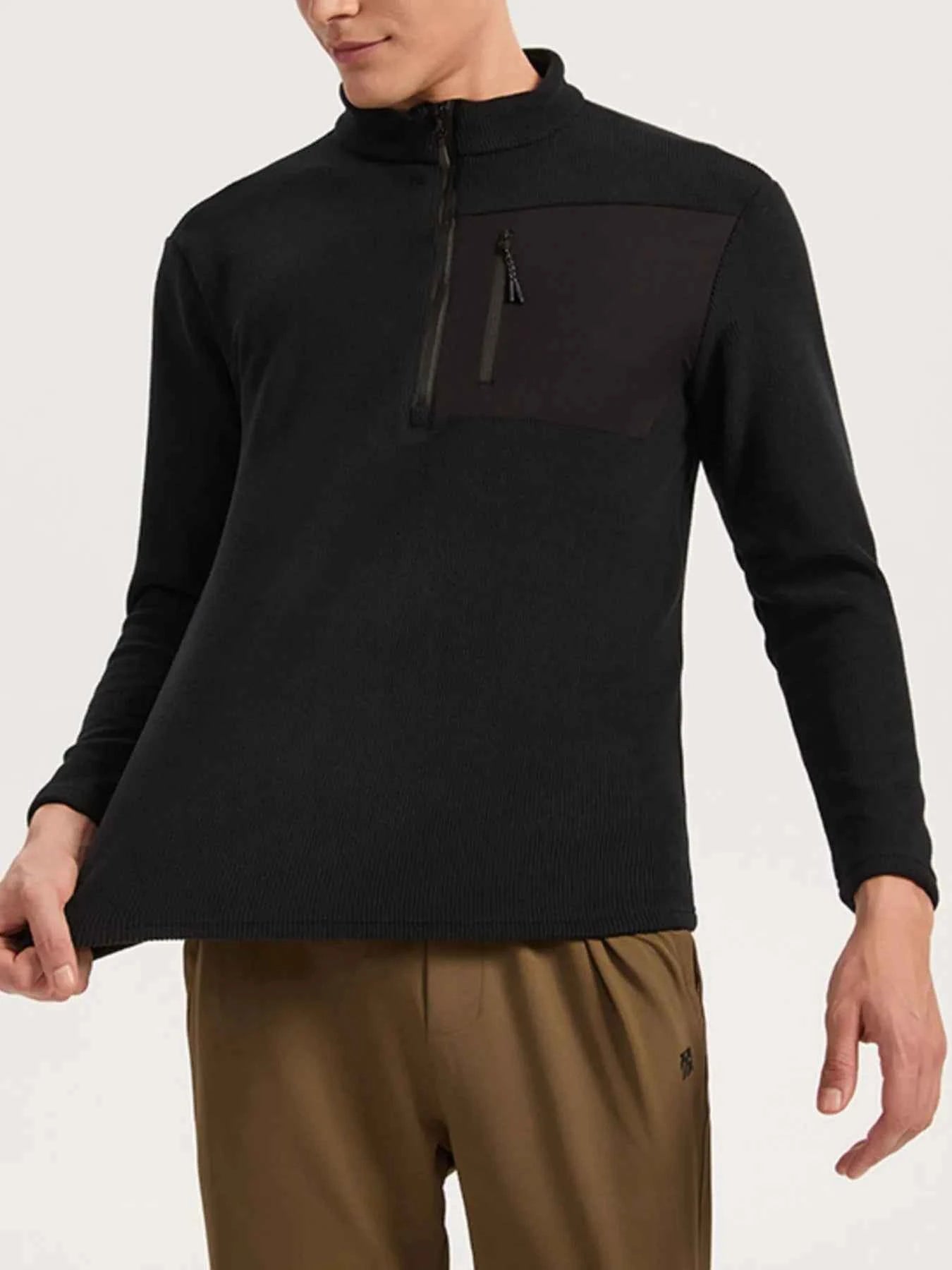 Men's Plus Size Half-Zip Fleece Sweatshirt with Chest Pocket