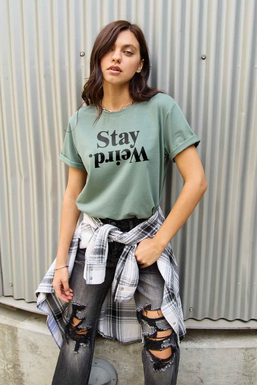 Simply Love Full Size STAY WEIRD Short Sleeve T-Shirt - Damned Threads