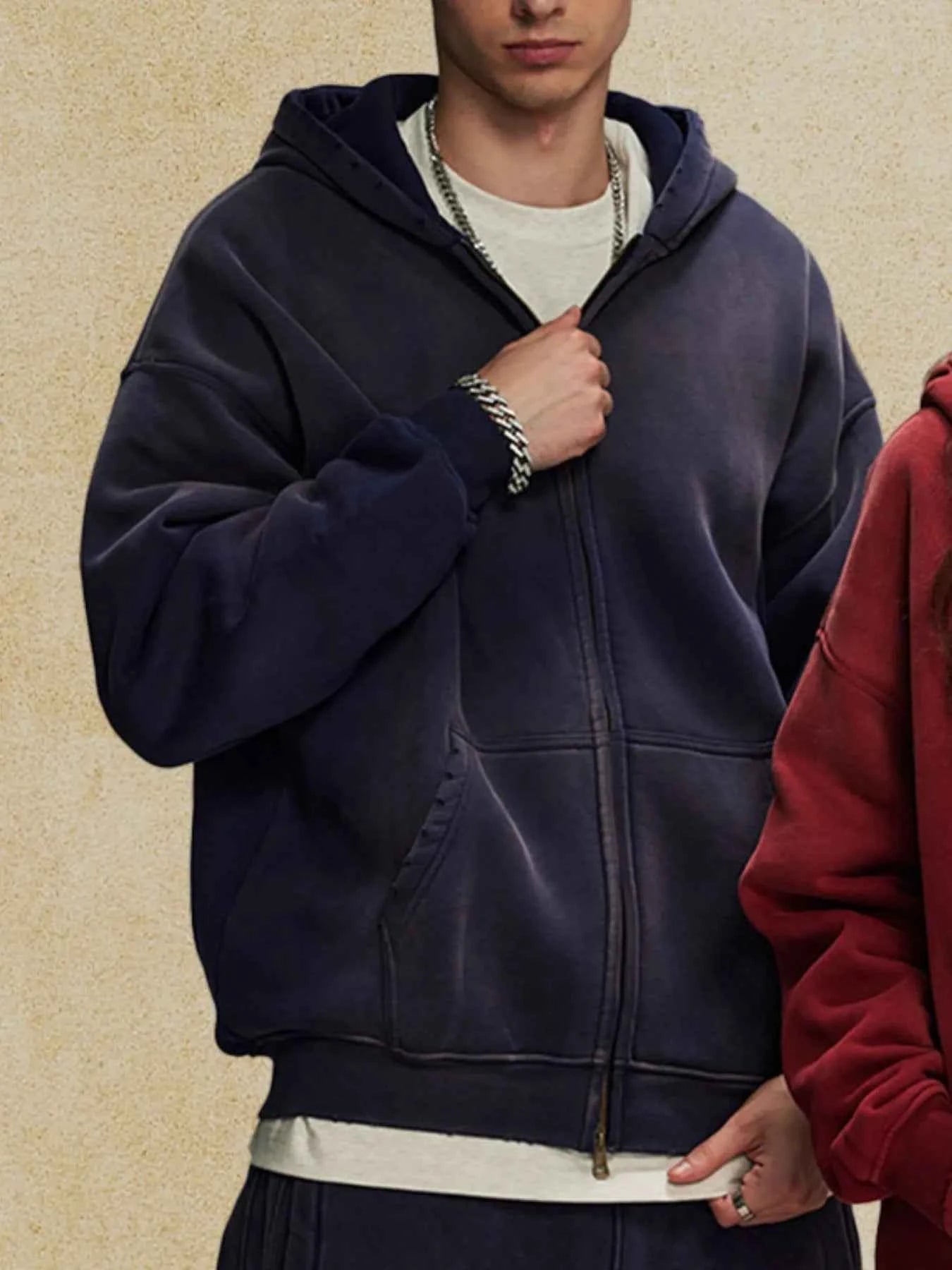 Men's Oversized Casual Zip-Up Hoodie