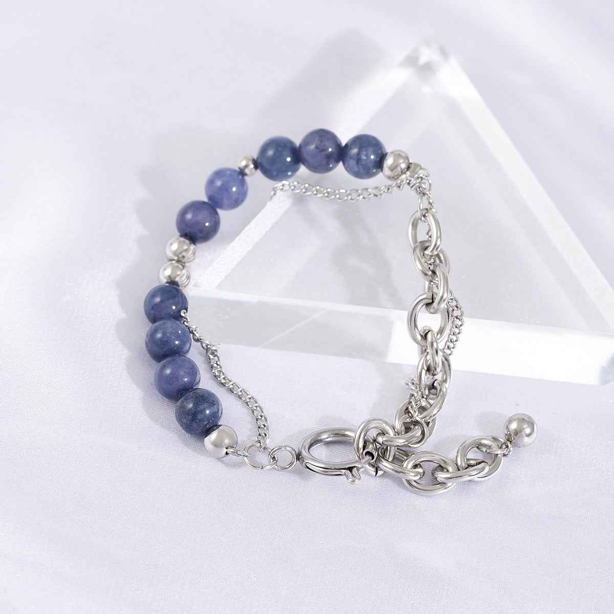 Exquisite Double-Layer Chain Bracelet With Blue Accent - Damned Threads