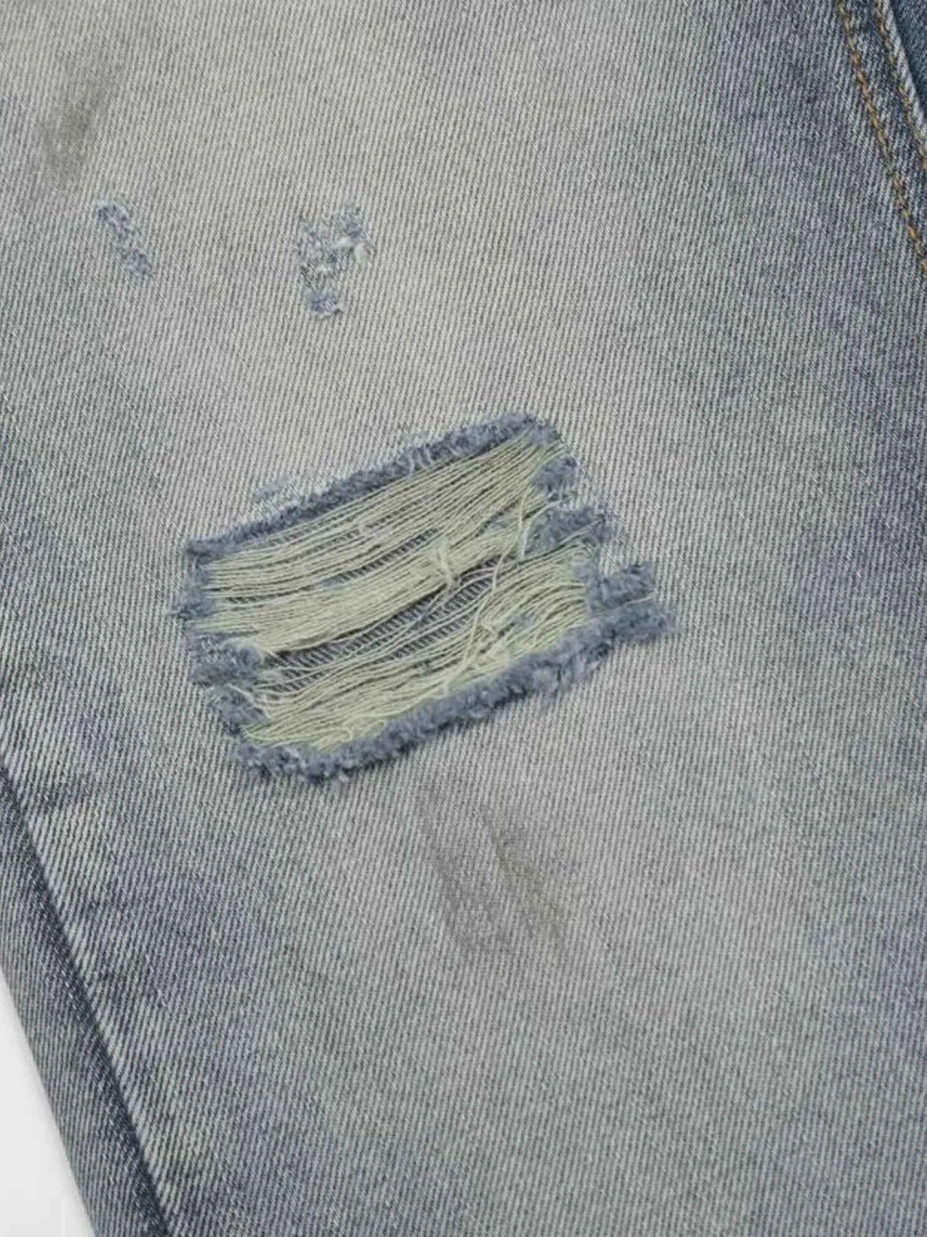 Men's Vintage Washed Gradient Distressed Flare Jeans