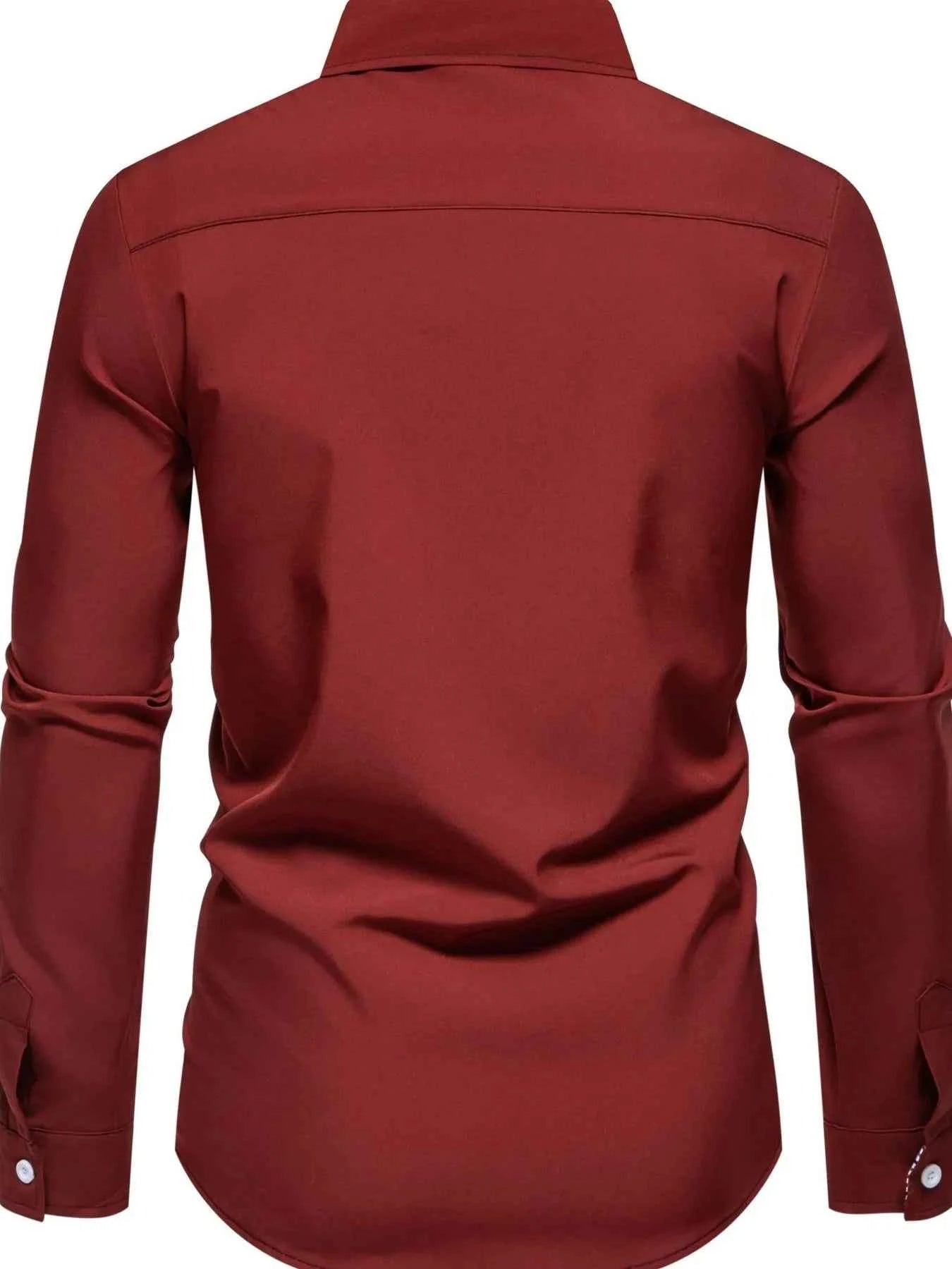 Men's Button-Down Shirt with Checkered Contrast Trim