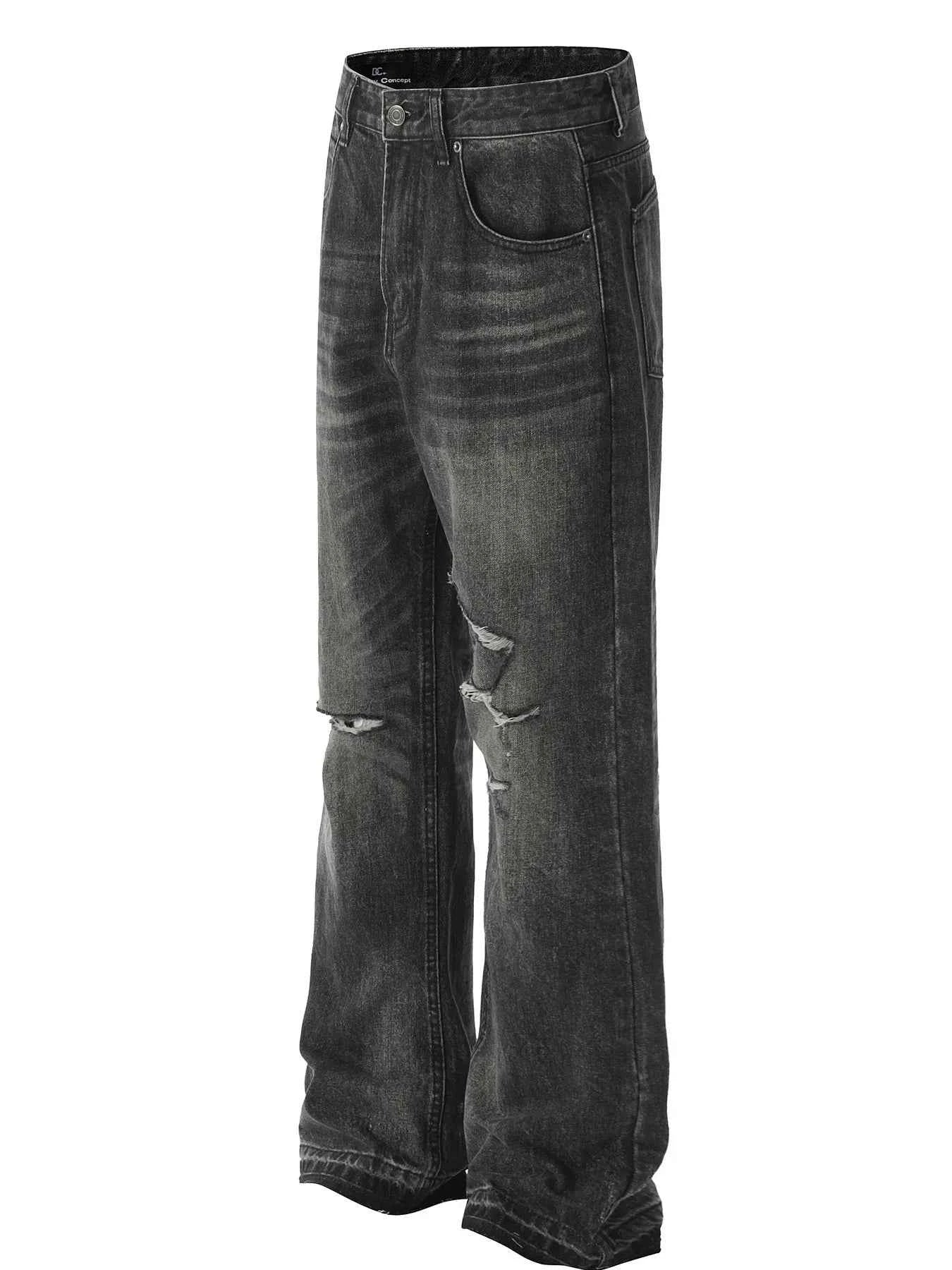 Men's Distressed Washed Straight Jeans