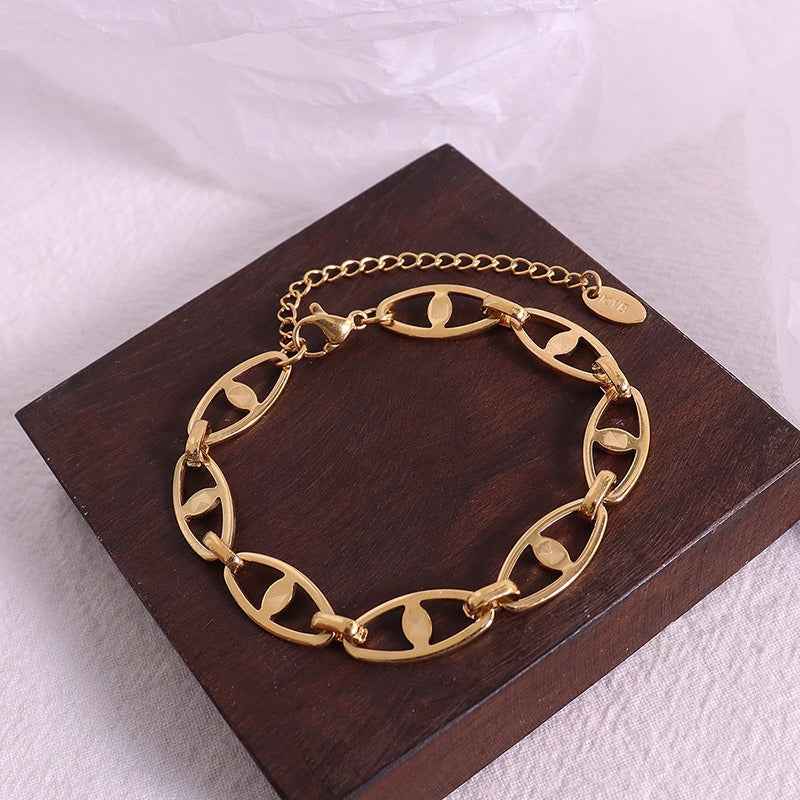 18K Gold Geometric Design Luxury Bracelet Necklace Set - Damned Threads