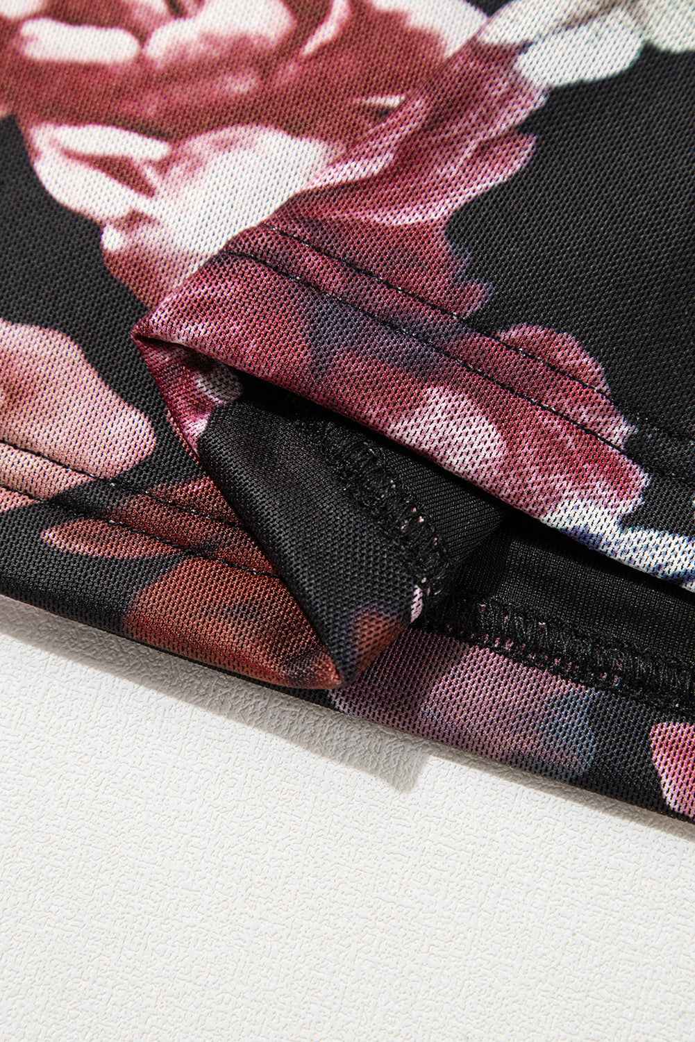 Floral Mock Neck Long Sleeve Mesh Top - Damned Threads