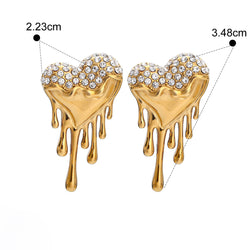 18K Gold / Silver Liquid Heart Diamond Earrings - Damned Threads