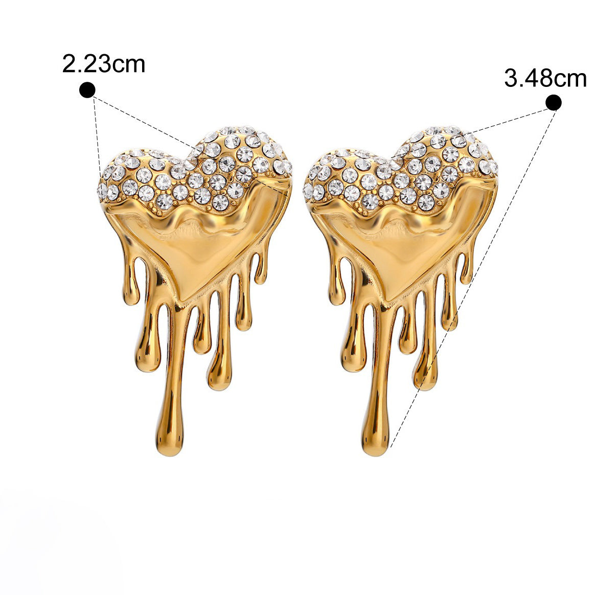 18K Gold / Silver Liquid Heart Diamond Earrings - Damned Threads