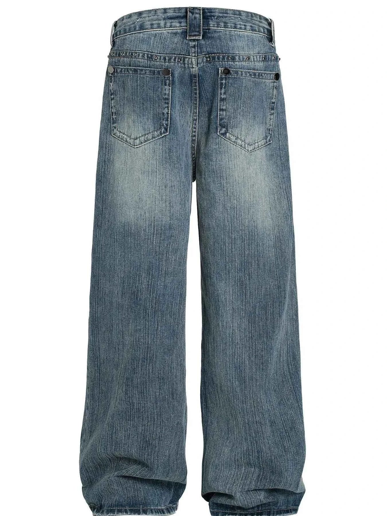 Men's Vintage Wide Leg Pearl Detail Jeans