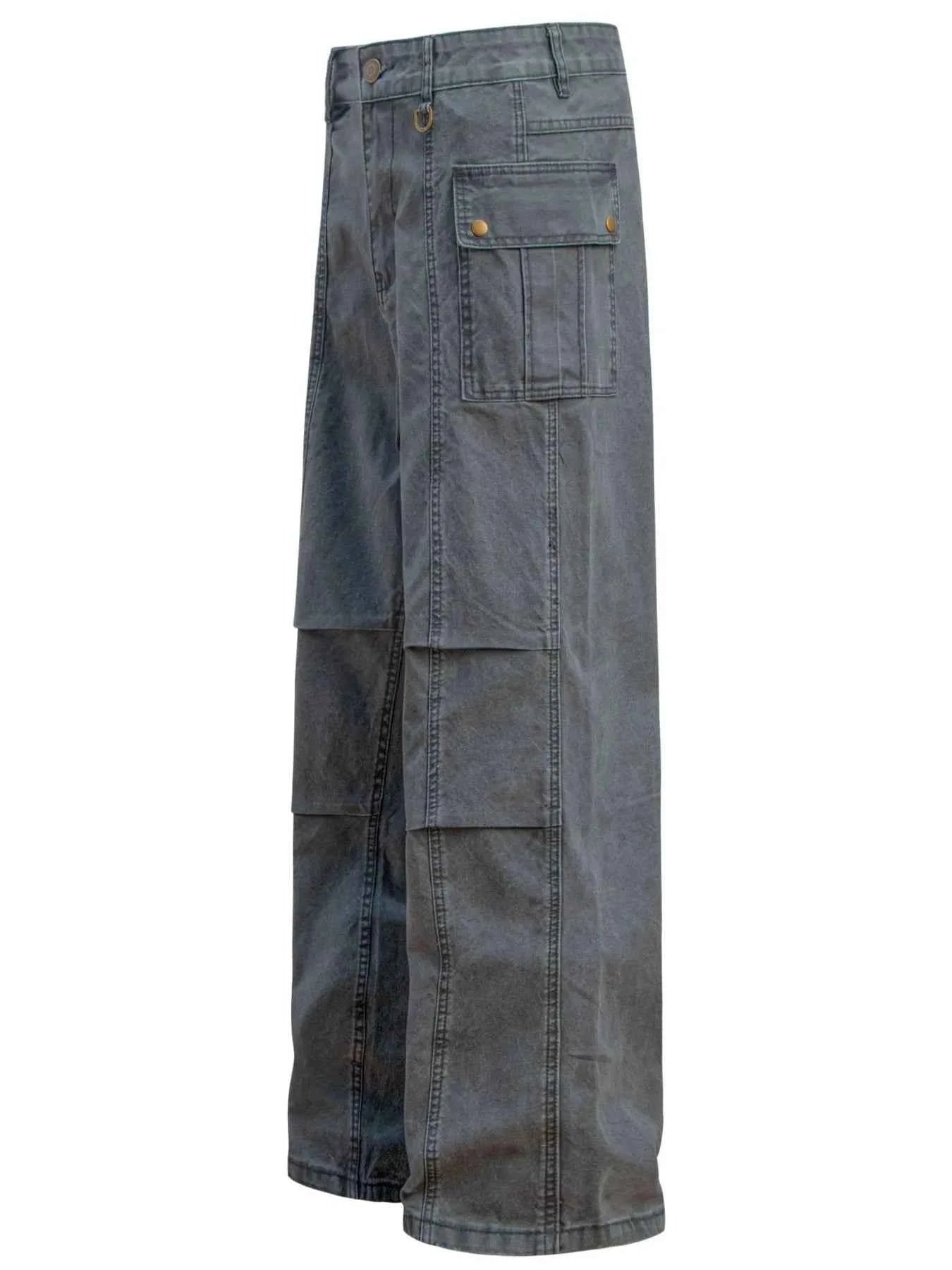 Men's Casual Cargo Wide Leg Pants with Multi-Pockets