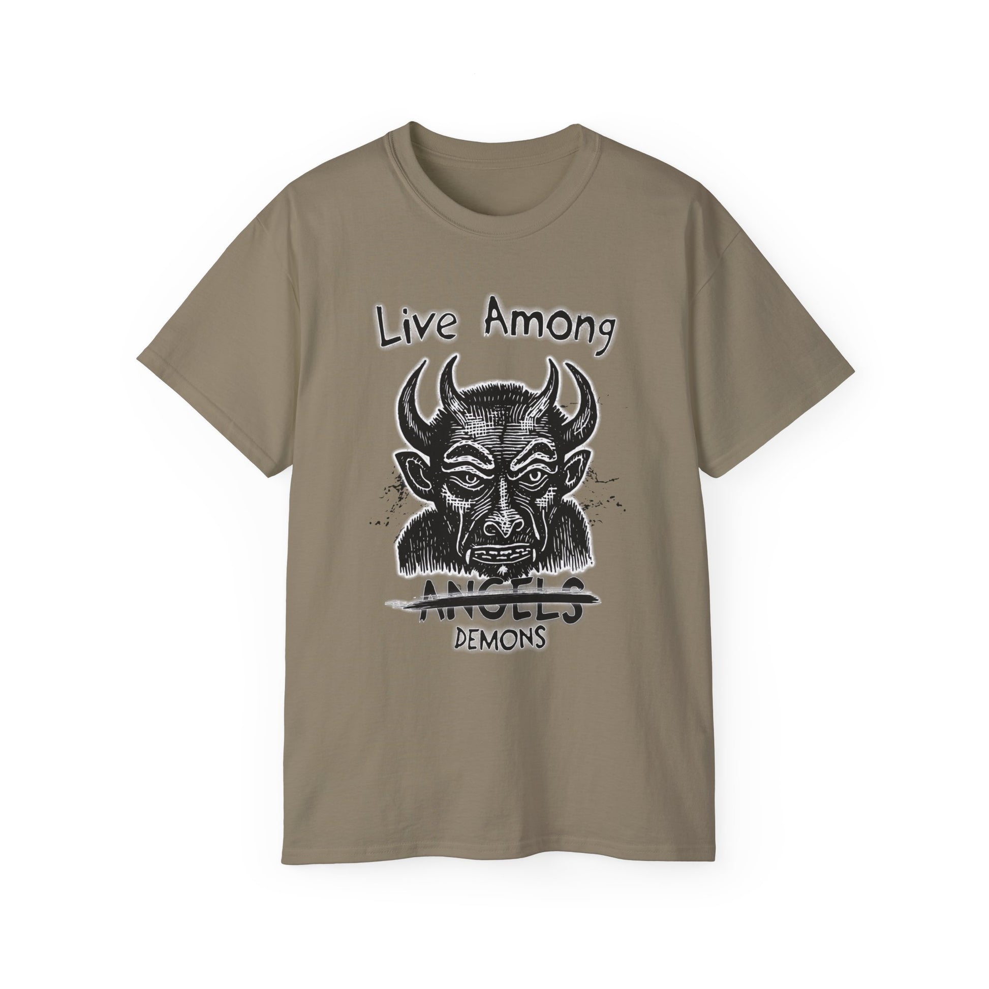 Live Among Demons - Unisex Cotton Tee (Front) - Damned Threads