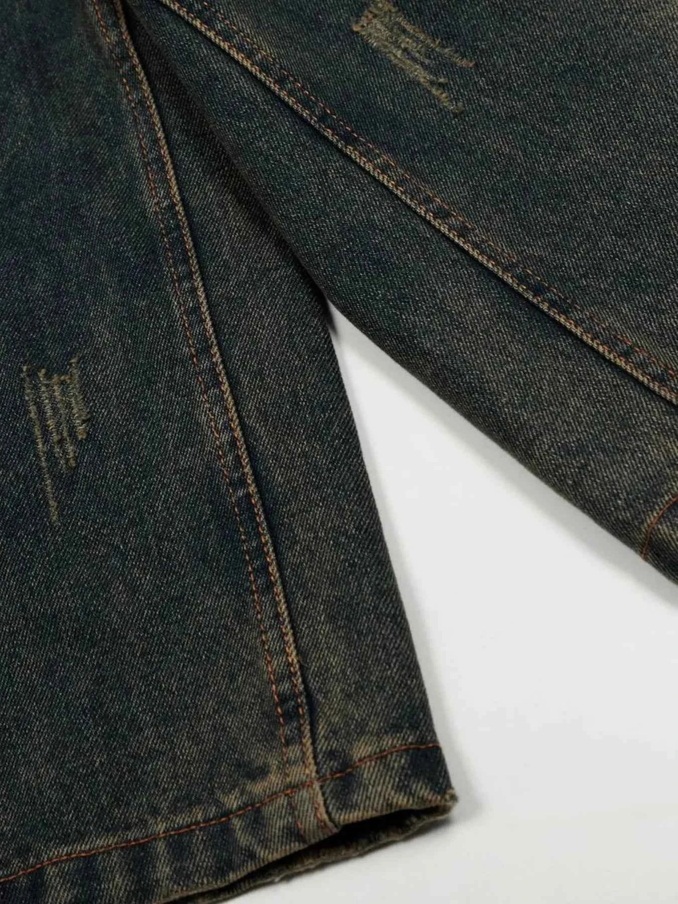 Men's Washed High-Waist Baggy Denim Shorts