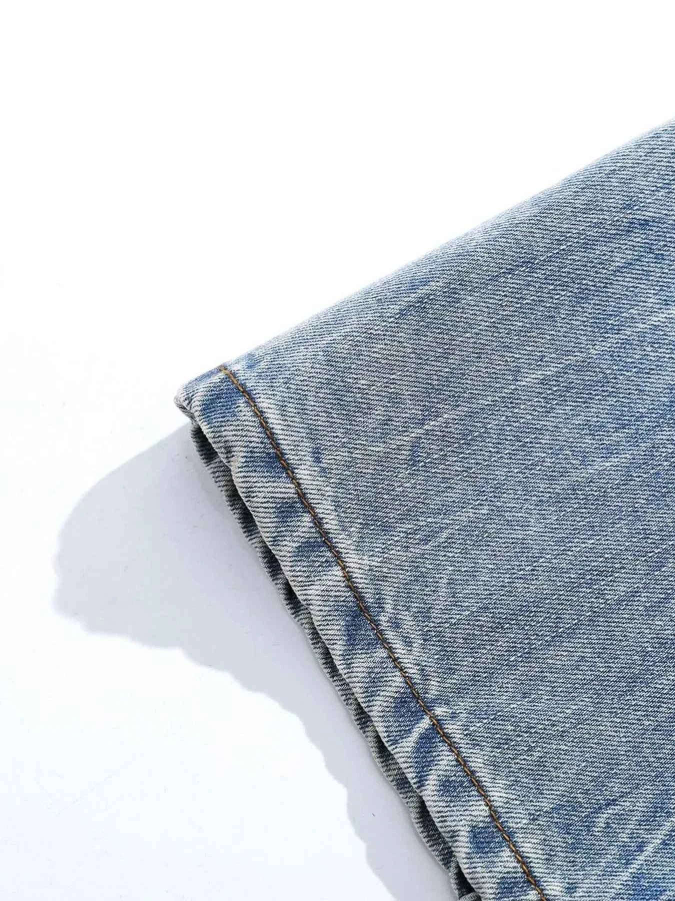 Men's Vintage Washed Wide Leg Denim Shorts