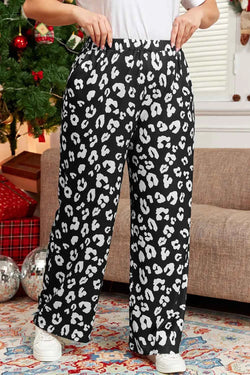 Plus Size Leopard Elastic Waist Pants - Damned Threads