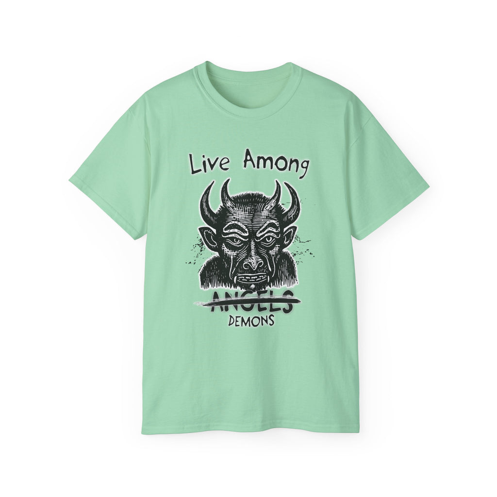 Live Among Demons - Unisex Cotton Tee (Front) - Damned Threads