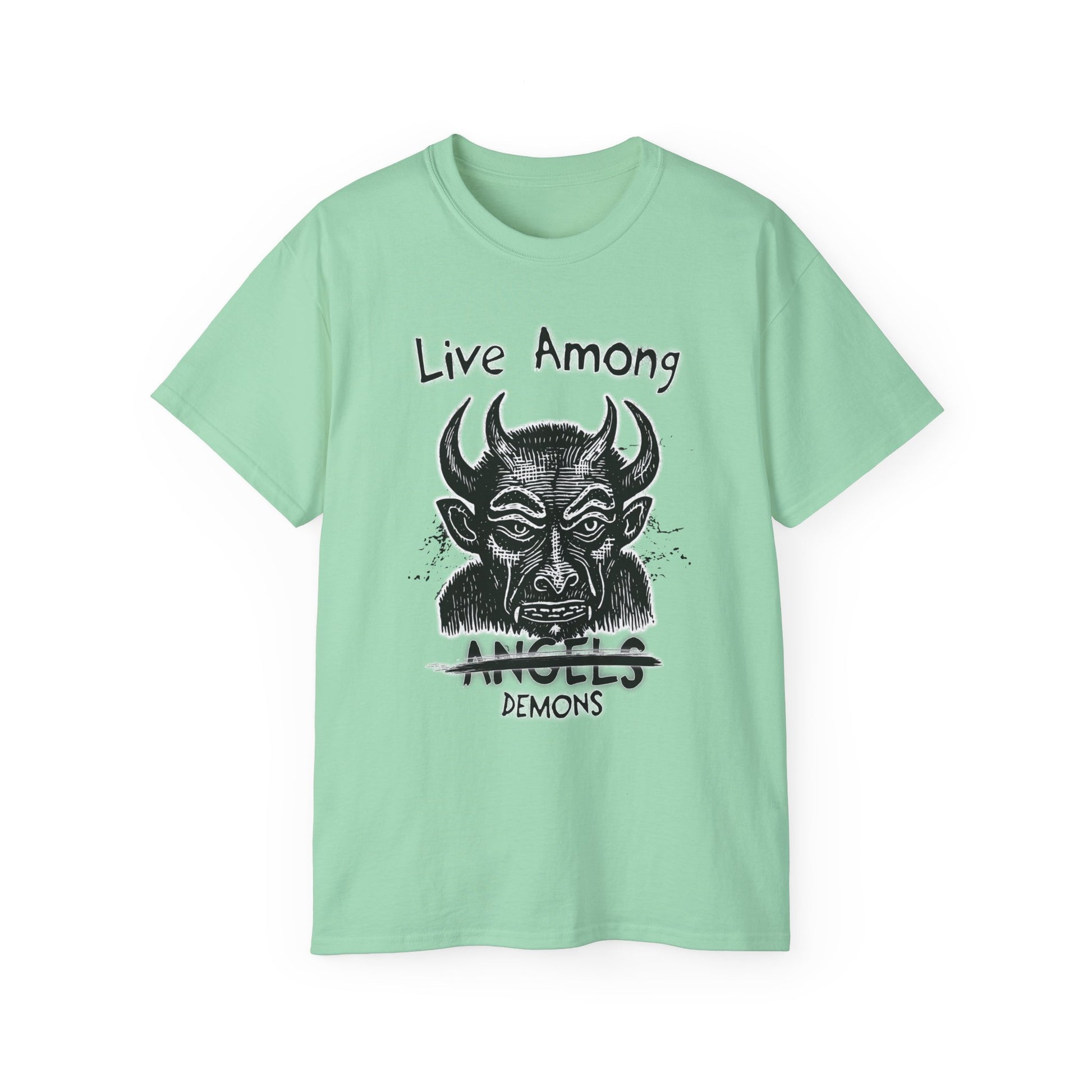 Live Among Demons - Unisex Cotton Tee (Front) - Damned Threads