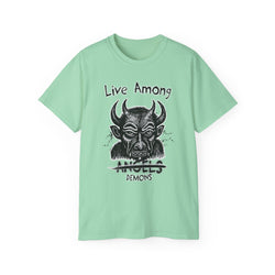 Live Among Demons - Unisex Cotton Tee (Front) - Damned Threads