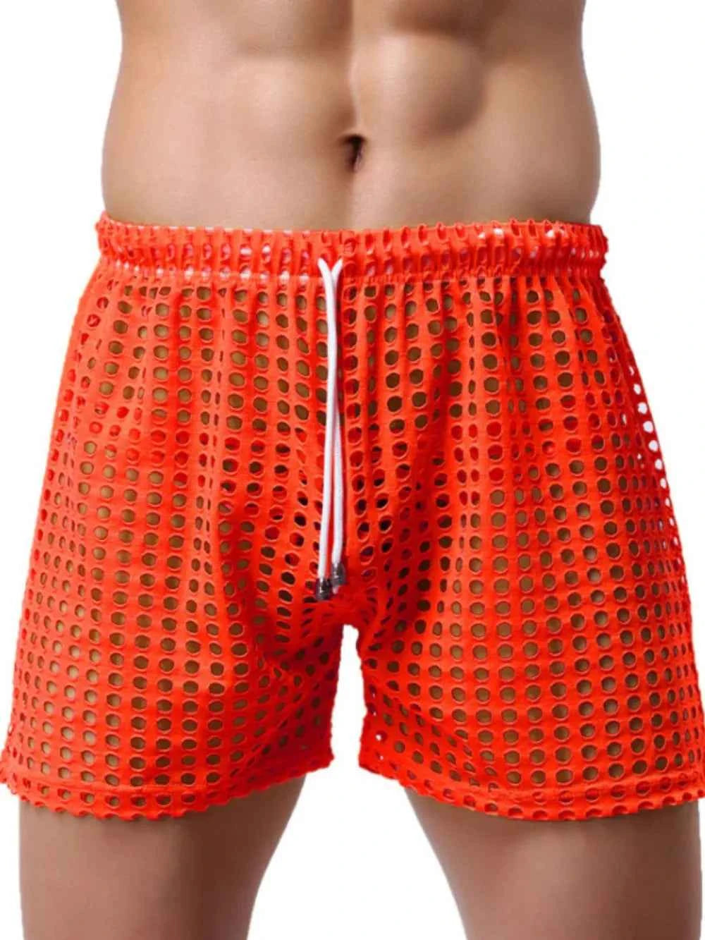 Men's Openwork Drawstring Shorts