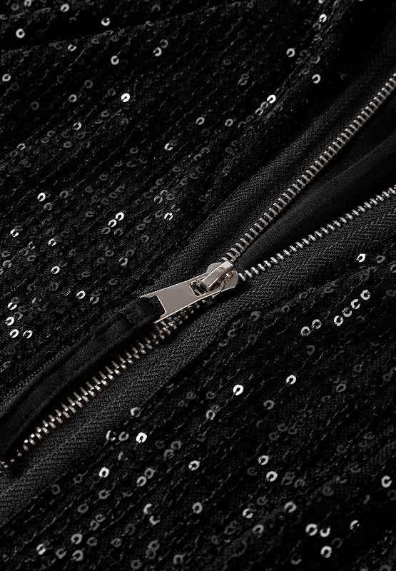 Sequin Zip Up Long Sleeve Jacket - Damned Threads