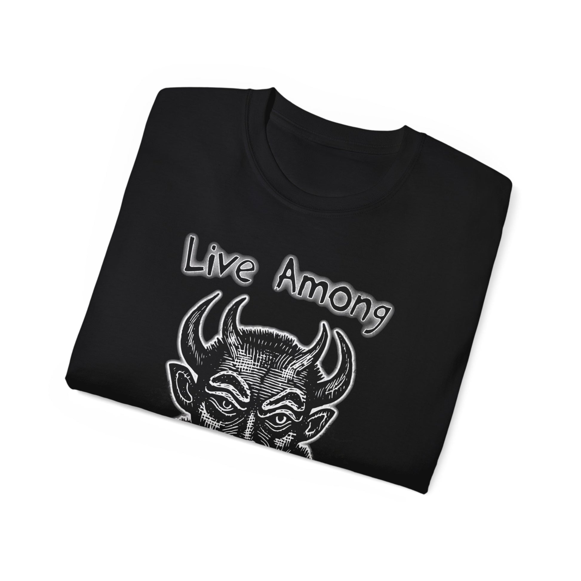 Live Among Demons - Unisex Cotton Tee (Front) - Damned Threads