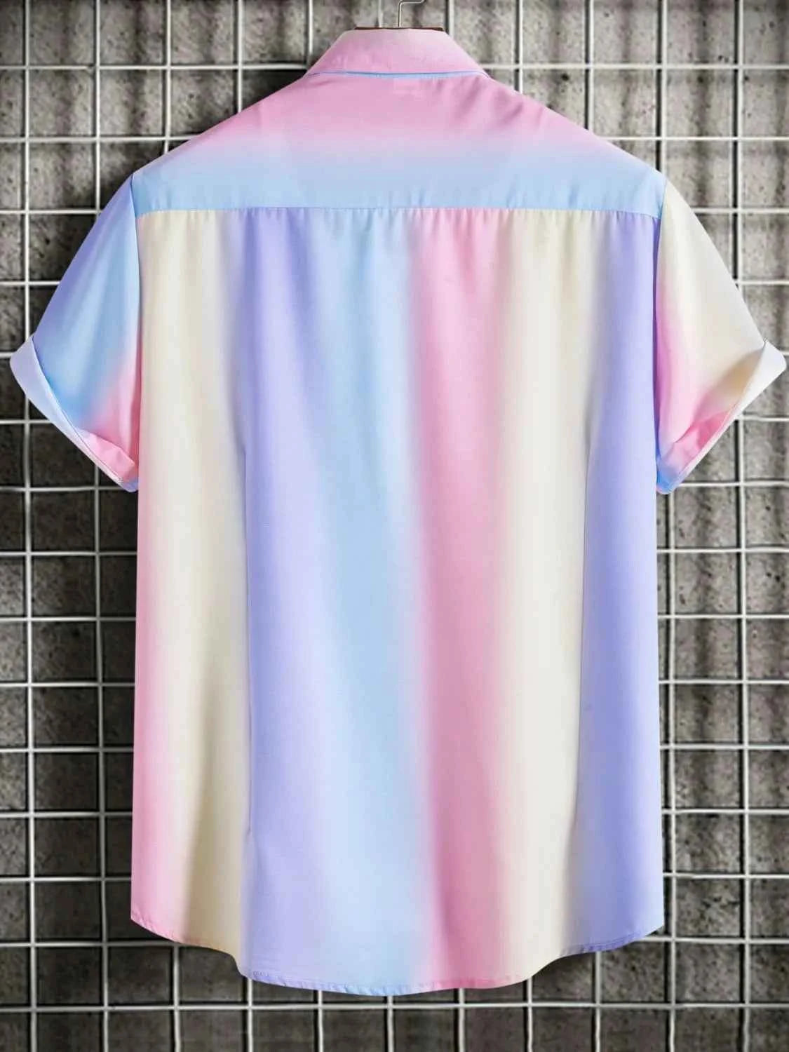 Men's Plus Size Gradient Short Sleeve Button-Down Shirt