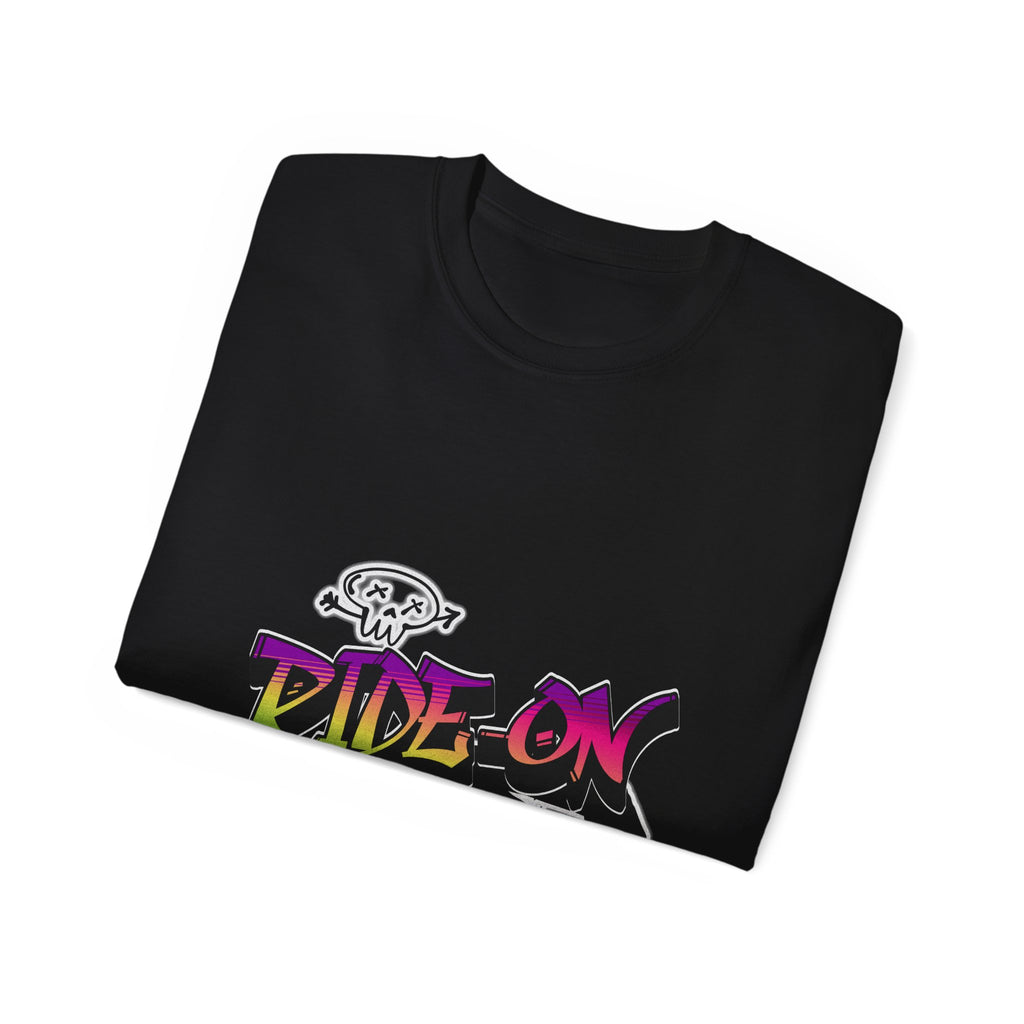 Ride-On - Unisex Cotton Tee (Front) - Damned Threads