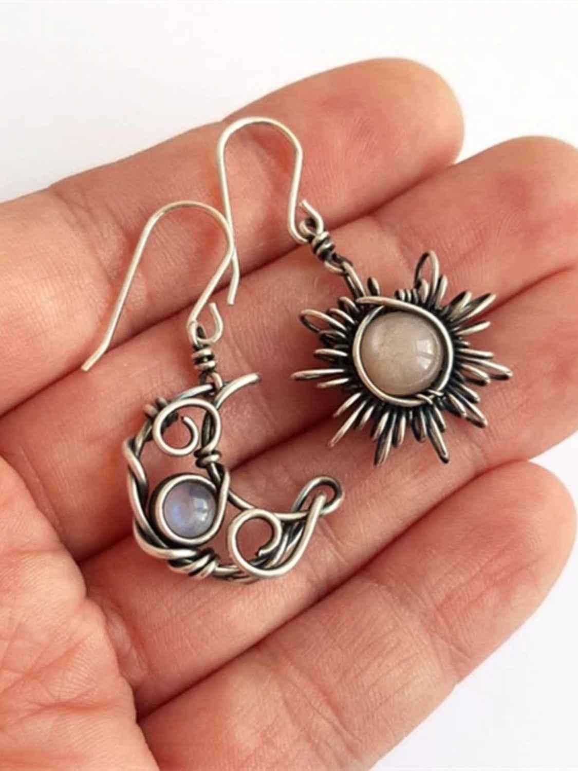 Alloy Moon & Sun Dangle Earrings - Damned Threads