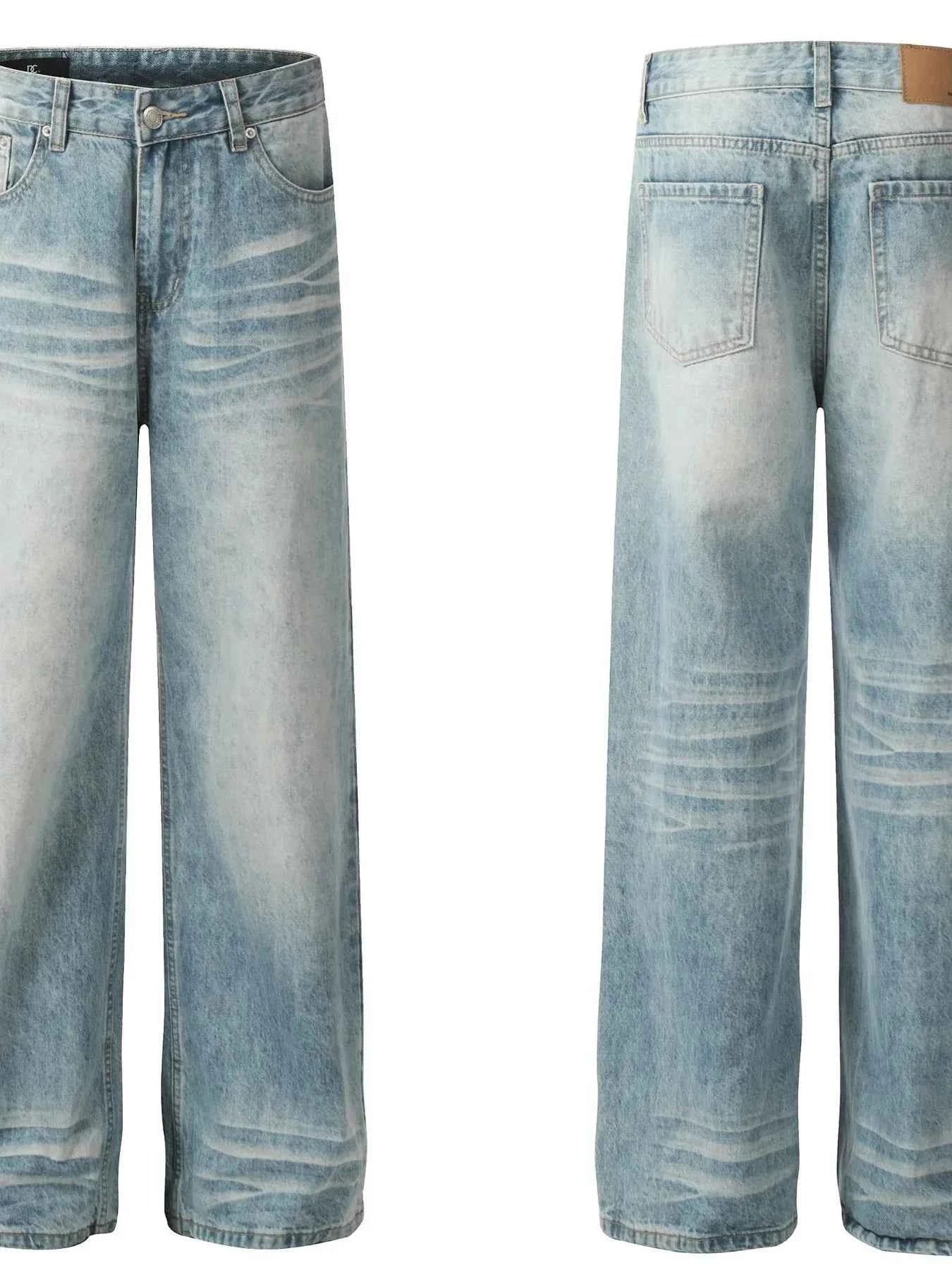 Men's High-Waist Wide Leg Vintage Wash Jeans