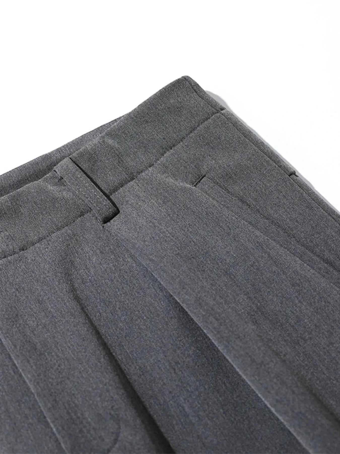 Men's High Waist Pleated Curved Pants