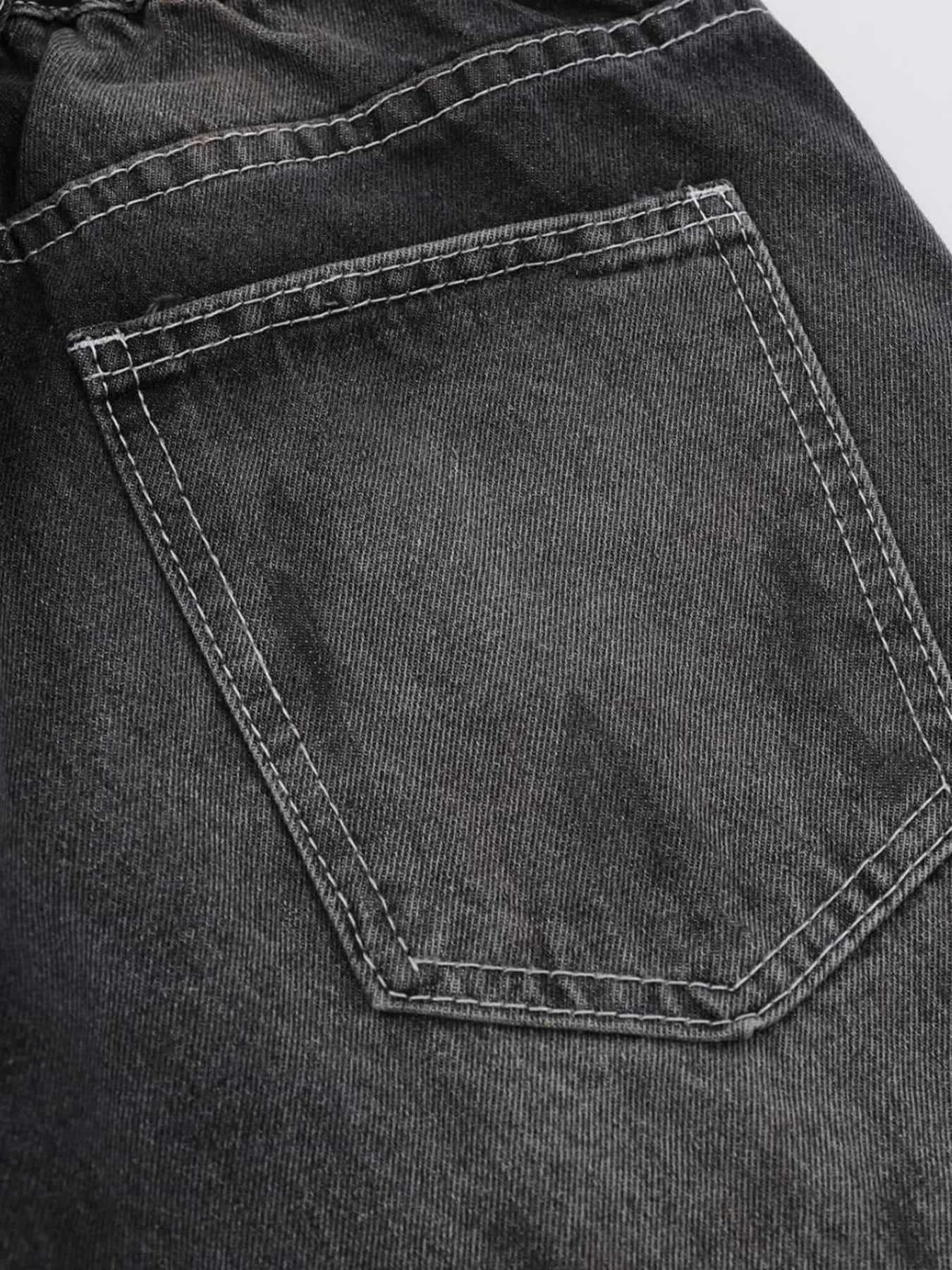 Men's Vintage Washed Wide Leg Denim Jeans