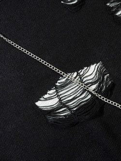 Men's Distressed Chain Detail Oversized Sweater