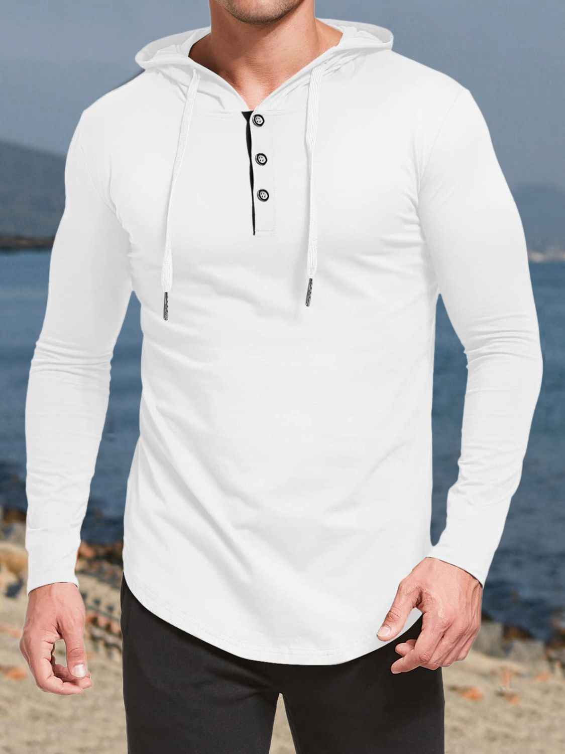 Men's Drawstring Polo Hoodie - Damned Threads