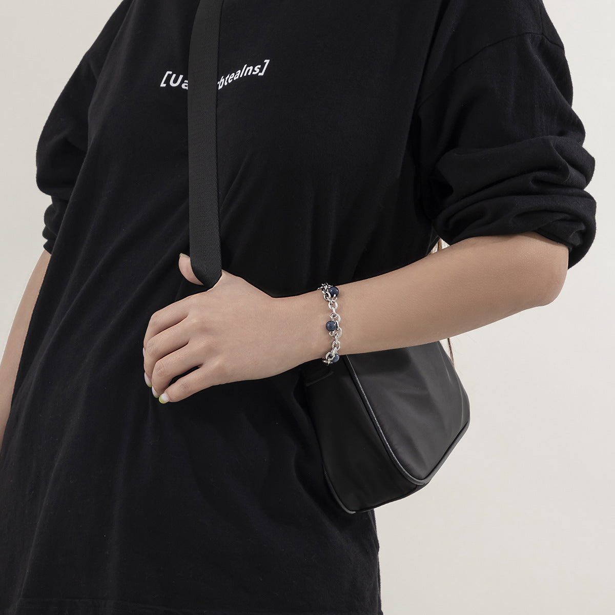 Blue Bead & Chain bracelet - Damned Threads