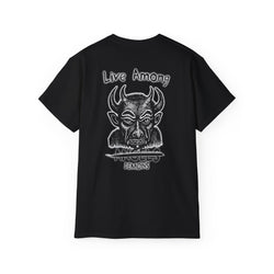 Live Among Demons - Unisex Cotton Tee (Back) - Damned Threads