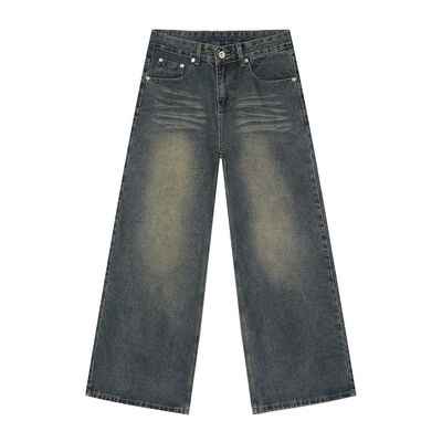 Washed Cat Whisker Straight Leg Jeans - Damned Threads