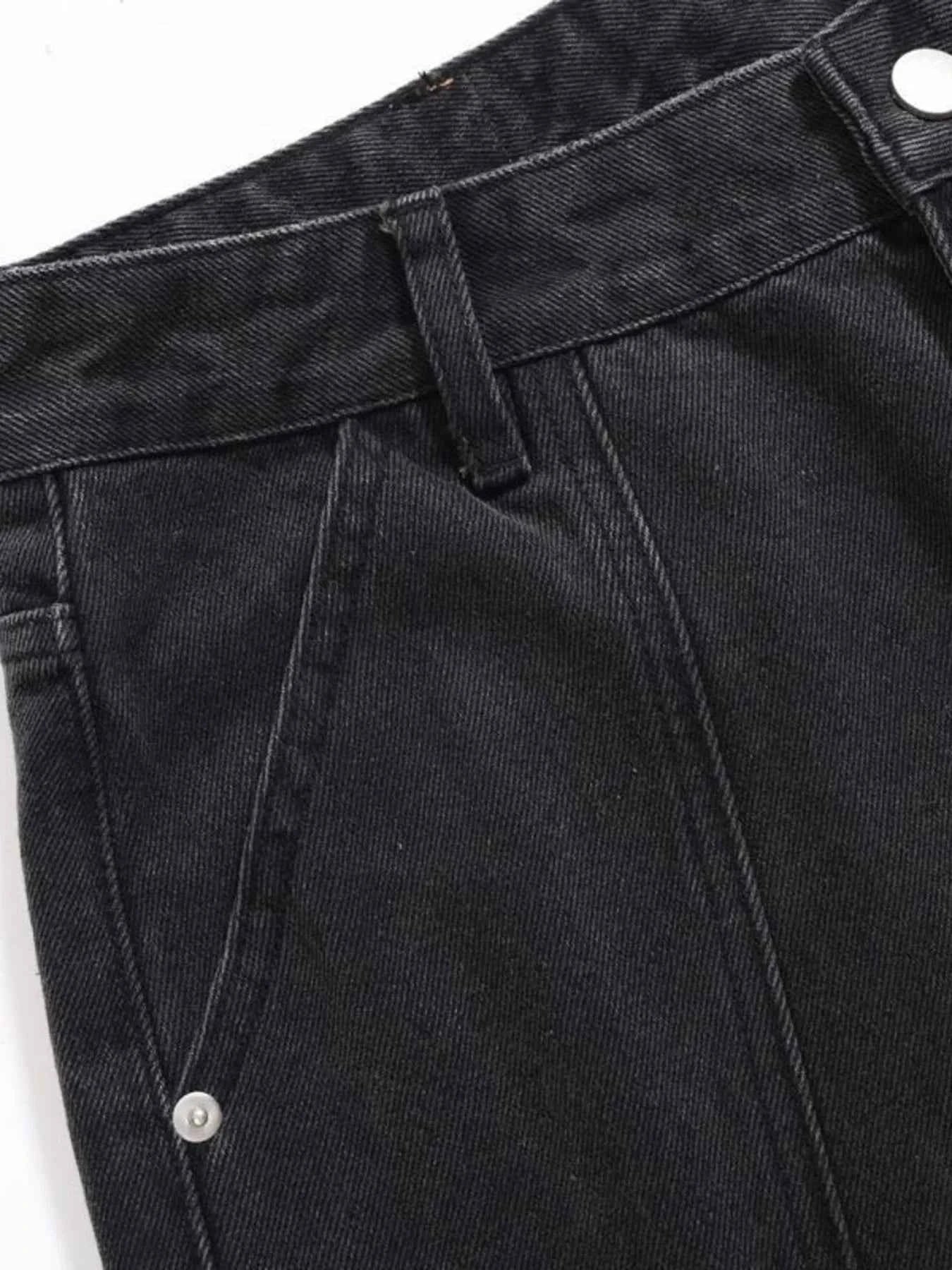 Men's Cargo Wide Leg Jeans with Multiple Pockets