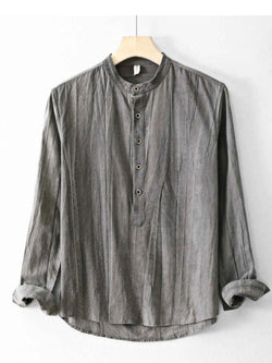 Men's Plus Size Button Front Long Sleeve Blouse