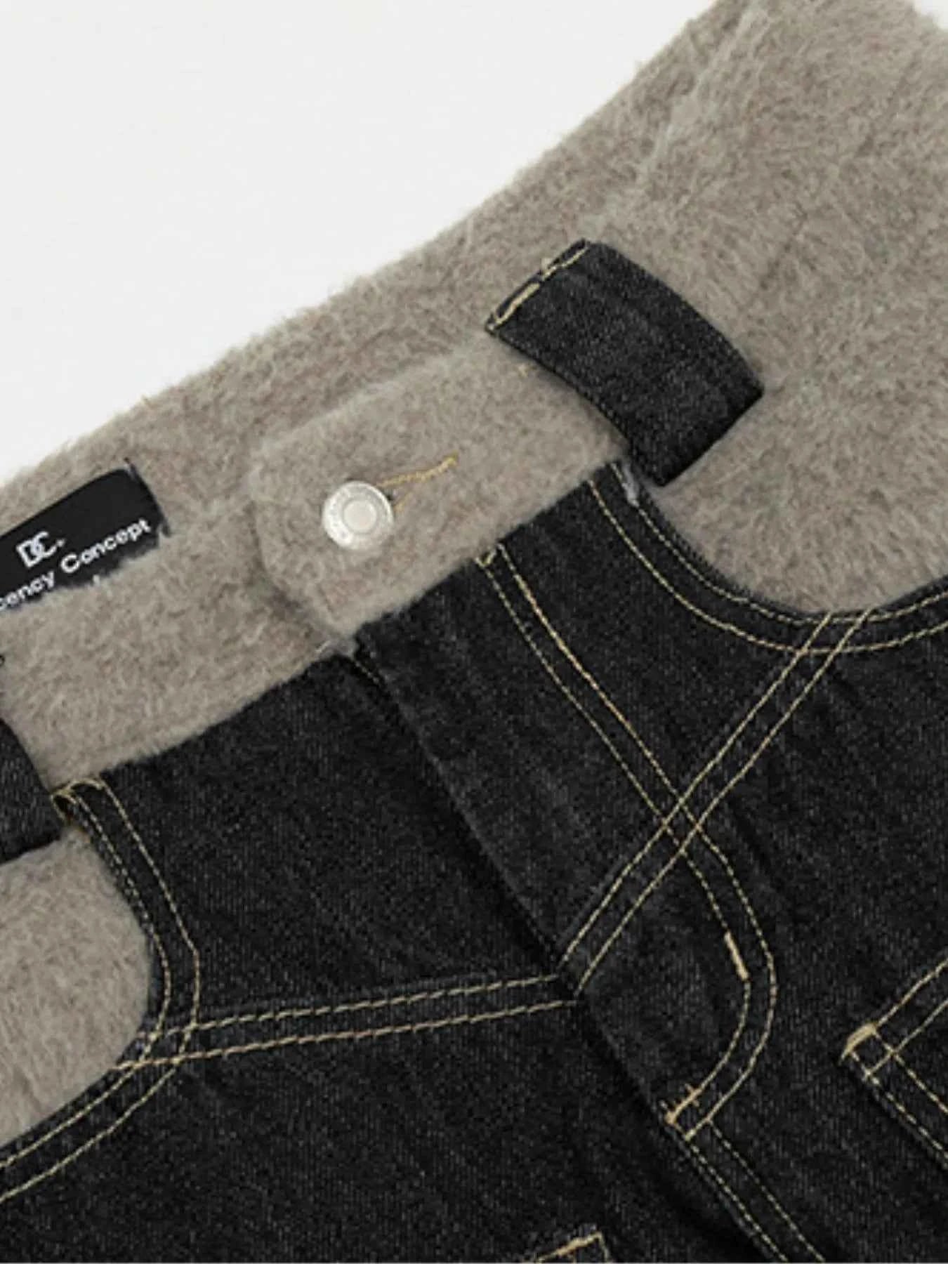 Men's Two-Tone Wide Leg Jeans with Contrast Stitching