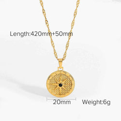 18K Gold Moon And Star Inlaid Gemstone Necklace - Damned Threads