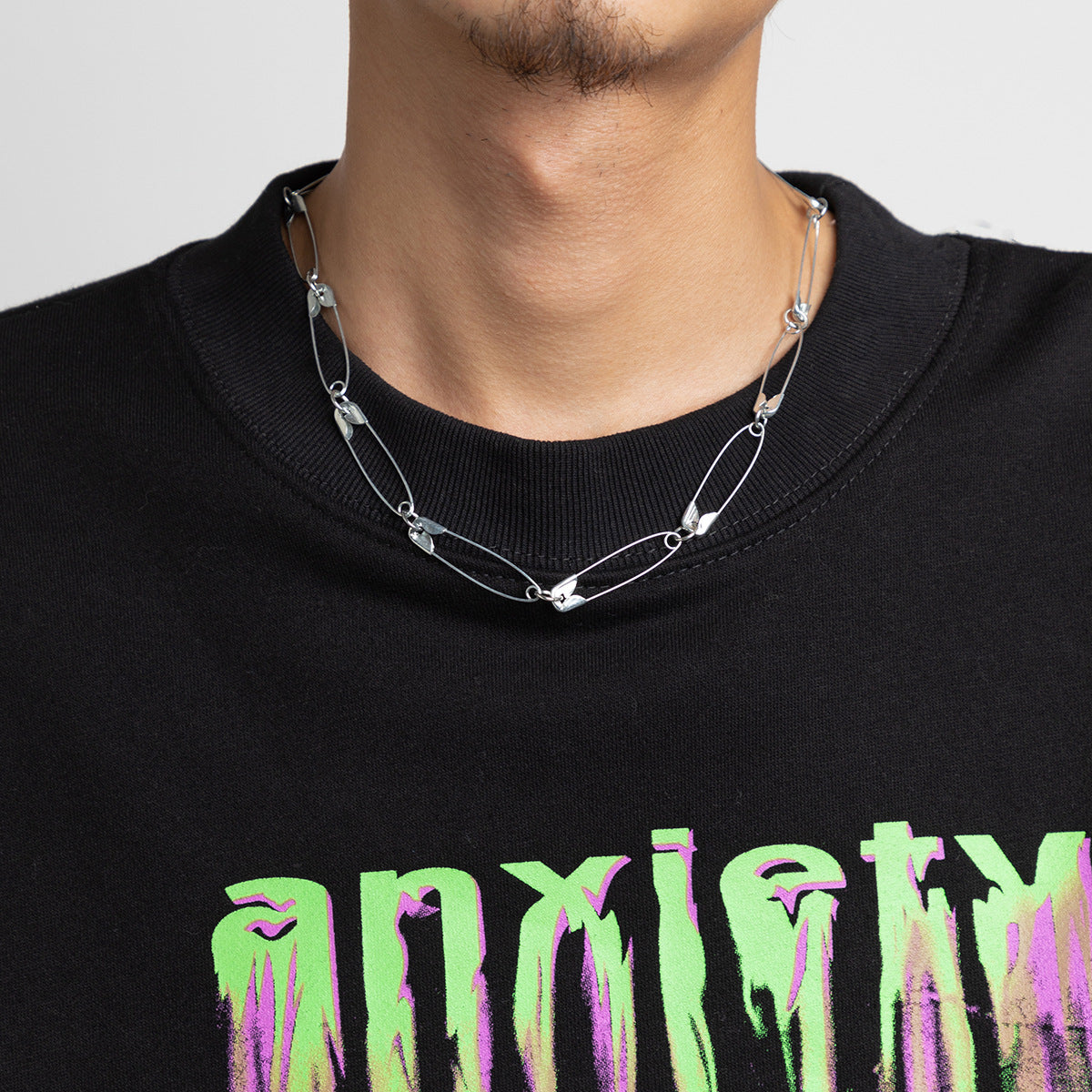 Safety Pin Chain Necklace - Damned Threads