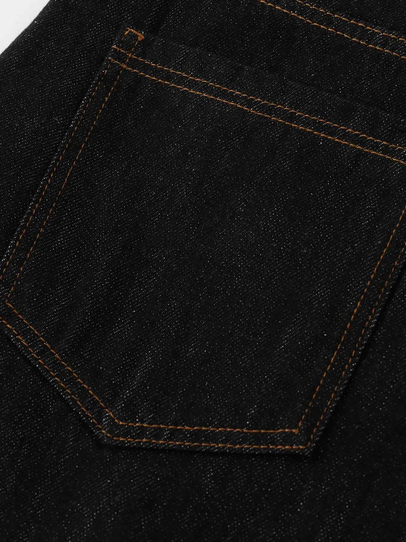 Men's Wide Leg Denim Shorts with Embroidered Pocket Detail