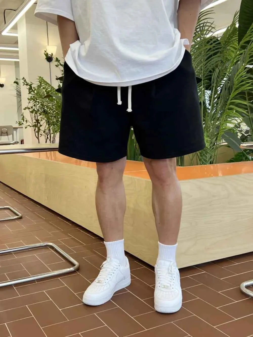 Men's Plus Size Solid Drawstring Shorts